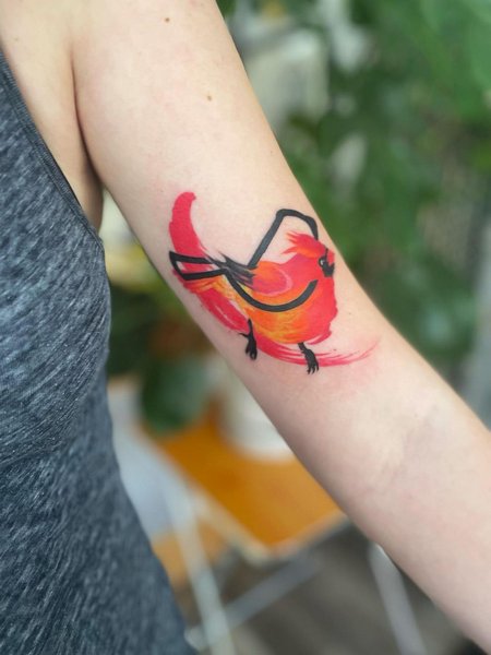 Watercolor Cardinal Tattoo