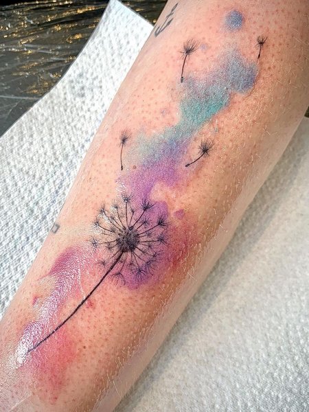 Watercolor Dandelion Tattoo