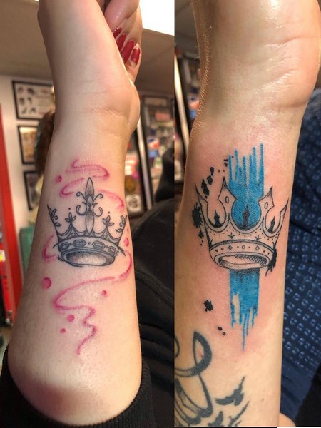 Watercolor King And Queen Tattoo