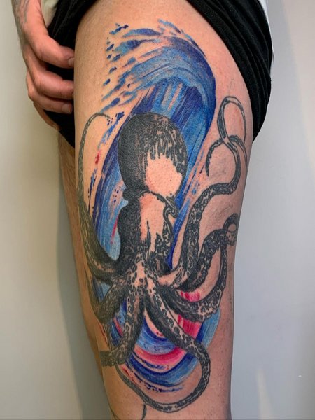 Watercolor Octopus Tattoo