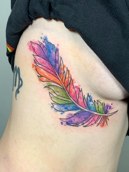 Watercolor Side Boob Tattoo