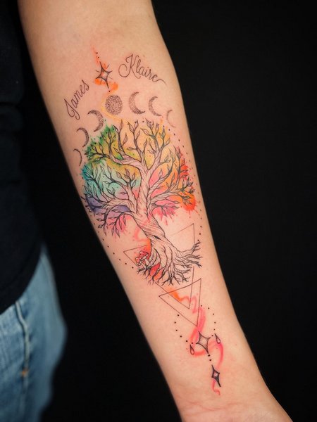 Watercolor Tree Of Life Tattoo