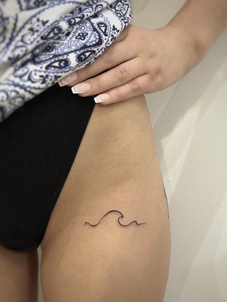 Wave Tattoo On Hip