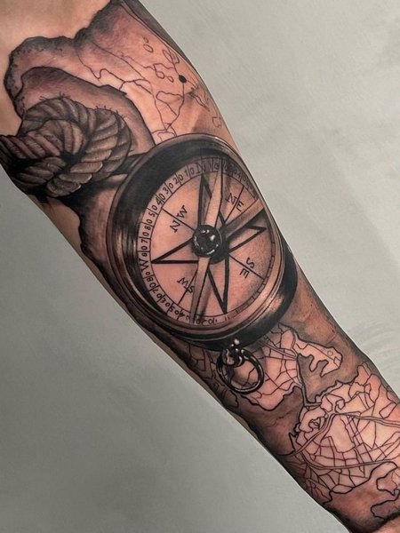 3d Compass Tattoo