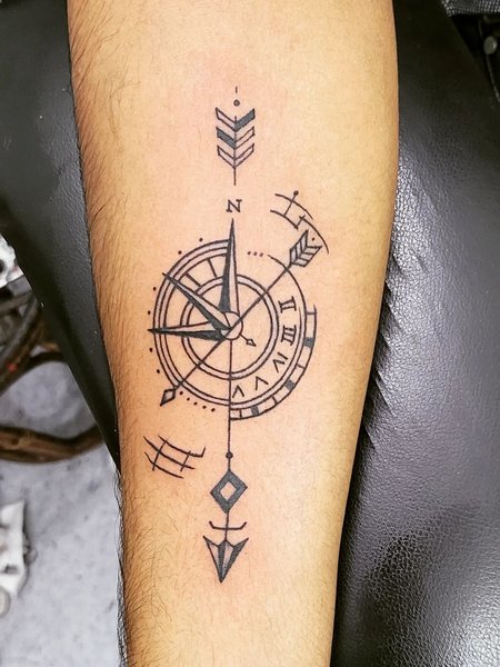 Arrow Compass Tattoo