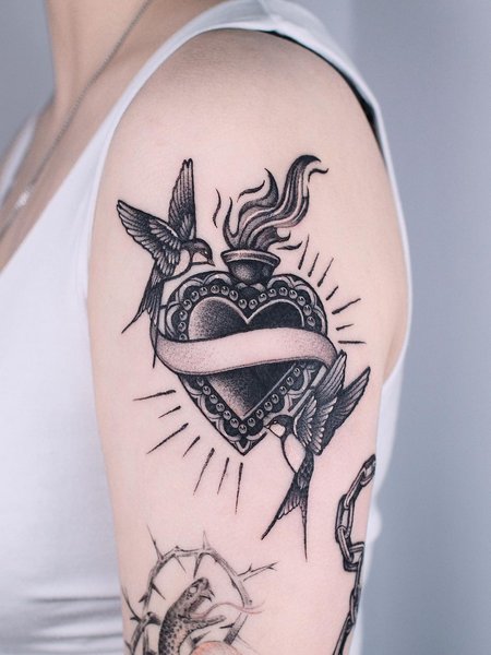 Black Sacred Heart Tattoo