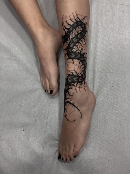 Centipede Tattoo On Ankle