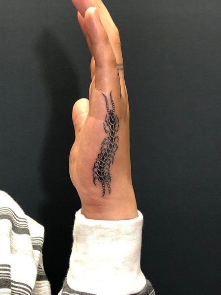 Centipede Tattoo On Hand