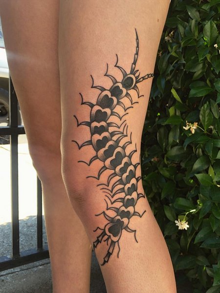 Centipede Tattoo On Leg