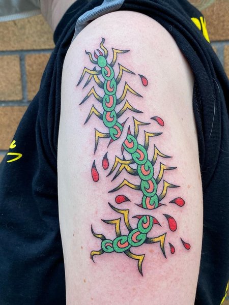 Colorful Centipede Tattoo