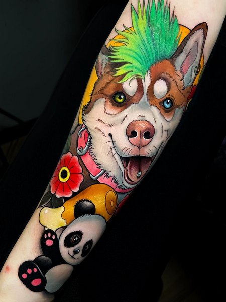 Colorful Dog Tattoo