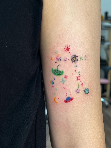 Colorful Gemini Tattoo