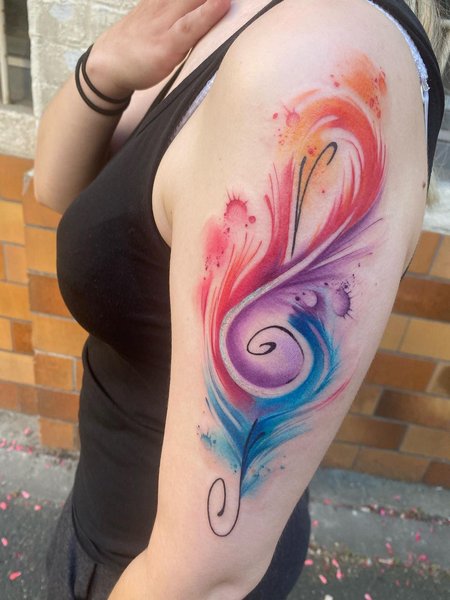 Colorful Music Note Tattoo