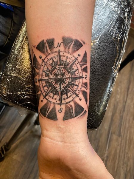 Compass Tattoo On Wrist