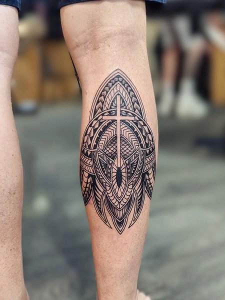 Cross Calf Tattoo
