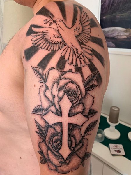 Cross With Dove Tattoo