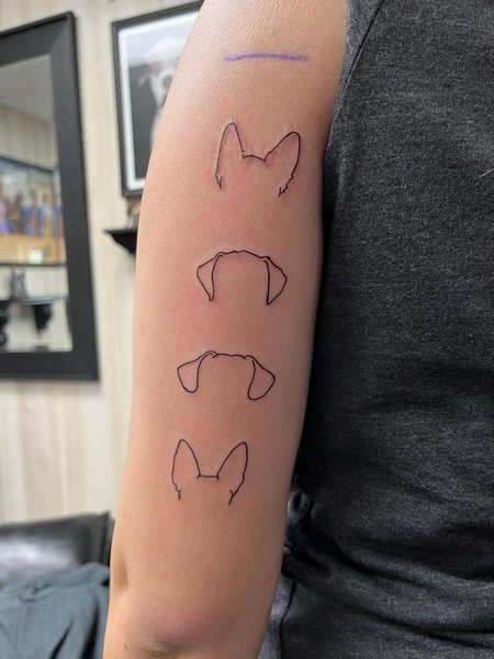 Dog Ear Outline Tattoo