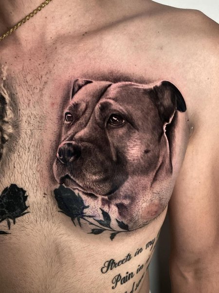 Dog Tattoo On Chest