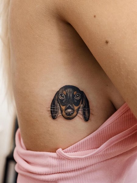 Dog Tattoo On Rib