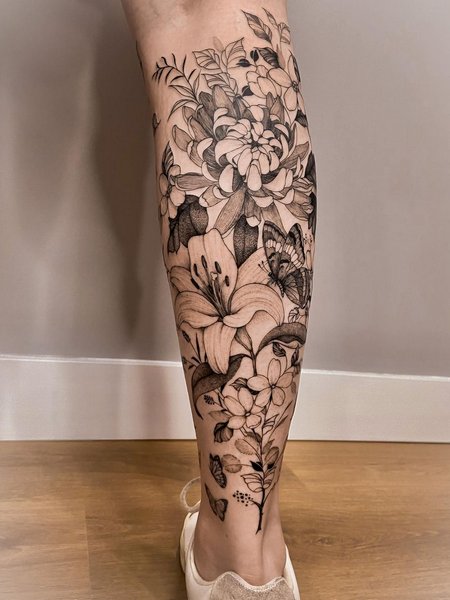 Flower Calf Tattoo