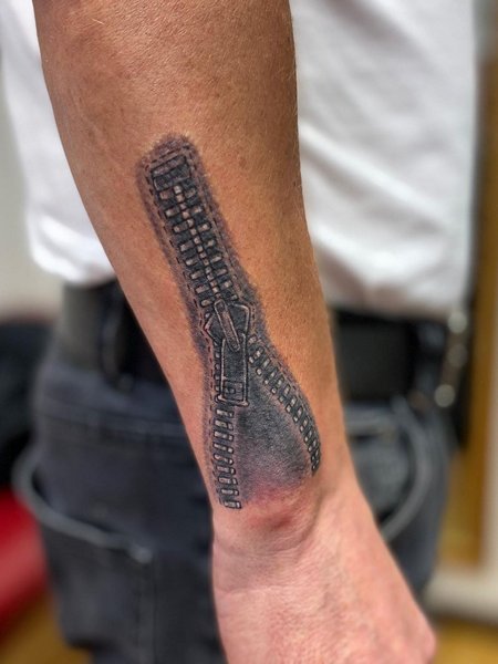 Forearm Zipper Tattoo