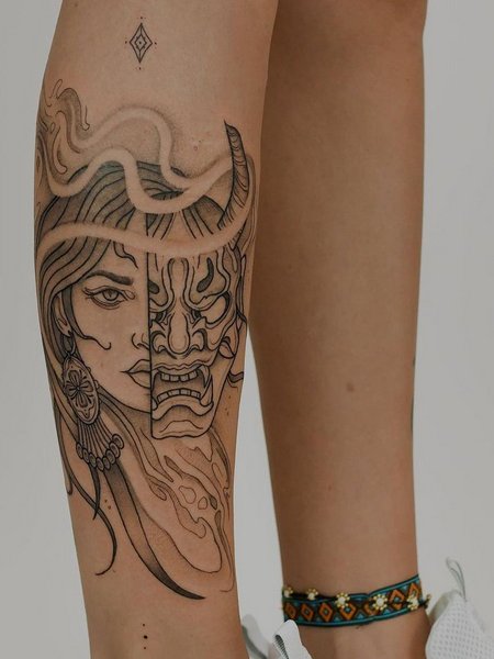 Gemini Tattoo On Leg