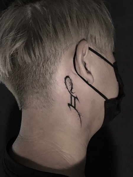 Gemini Tattoo On Neck