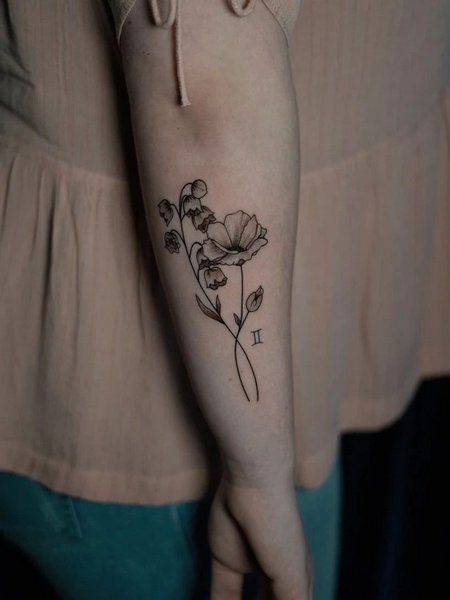 Gemini Tattoo With Flowers