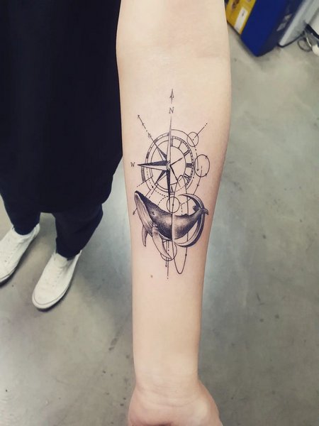 Geometric Compass Tattoo