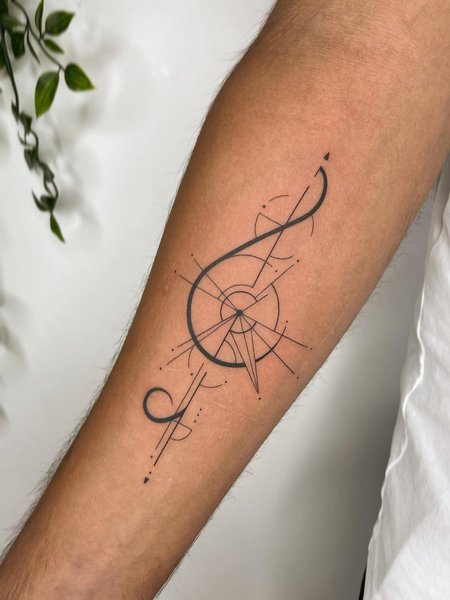 Geometric Music Note Tattoo