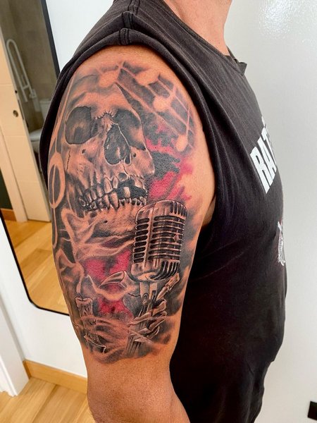 Half Sleeve Music Tattoo