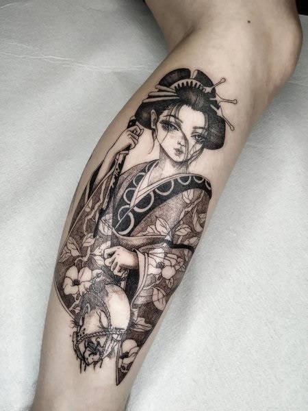 Japanese Calf Tattoo