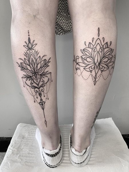 Lotus Flower Calf Tattoo