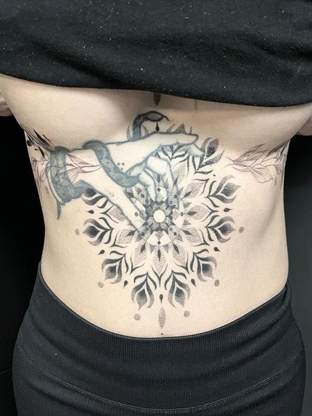 Mandala Stomach Tattoo