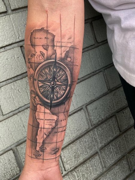 Map And Compass Tattoo