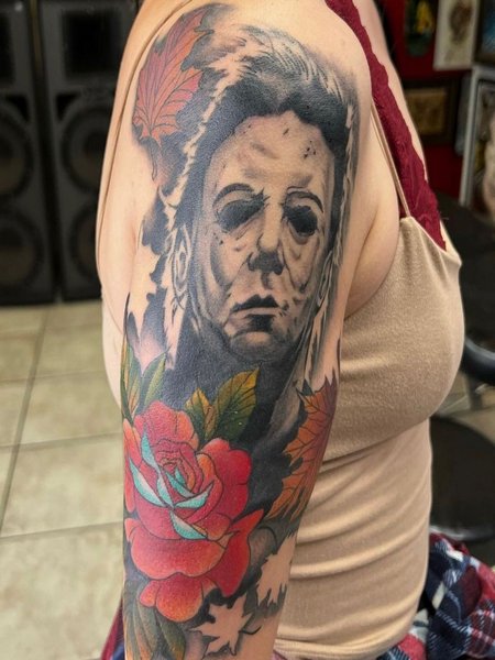 Michael Myers Shoulder Tattoo