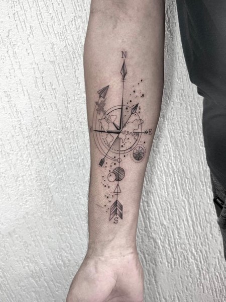 Minimalist Compass Tattoo