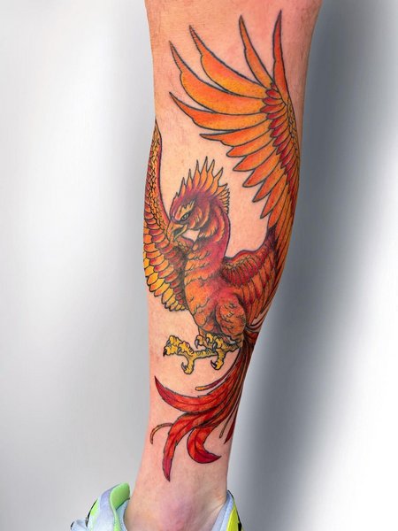 Phoenix Calf Tattoo