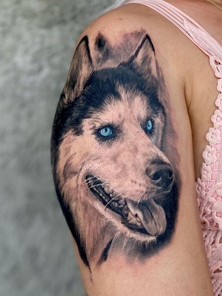 Realistic Dog Tattoo