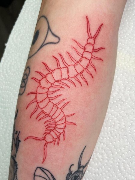 Red Centipede Tattoo