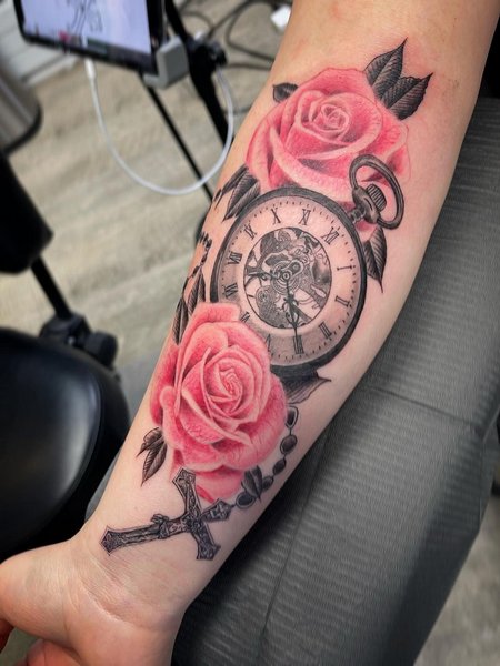 Rosary And Rose Tattoo