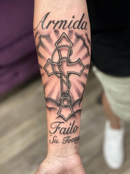Rosary Forearm Tattoo