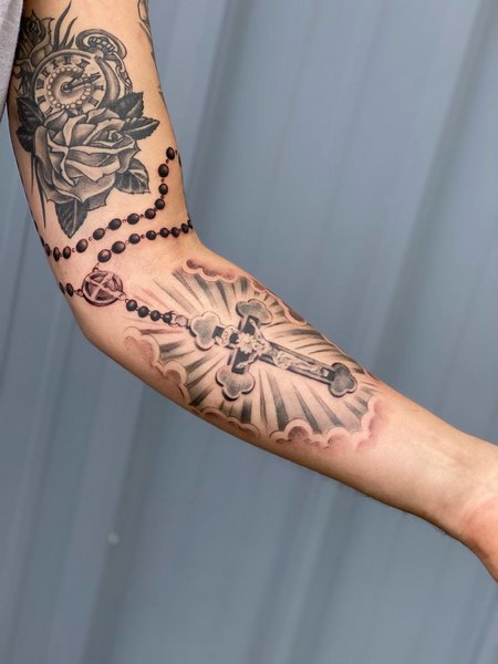 Rosary Tattoo On Arm