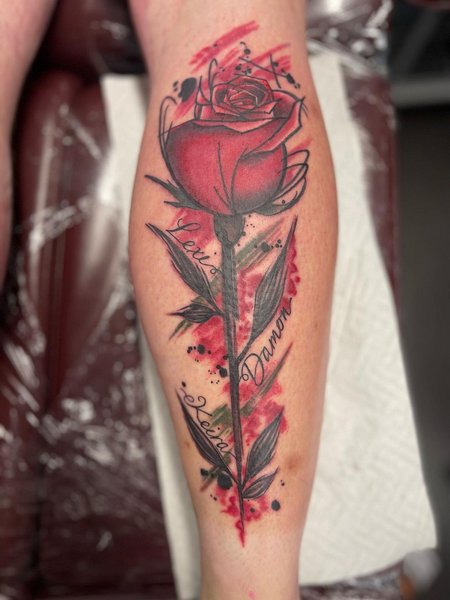 Rose Calf Tattoo