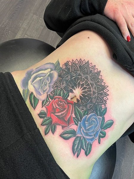 Rose Tattoo On Stomach