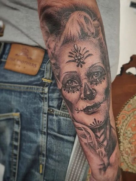 Santa Muerte Tattoo Forearm