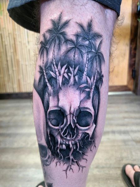 Skull Calf Tattoo