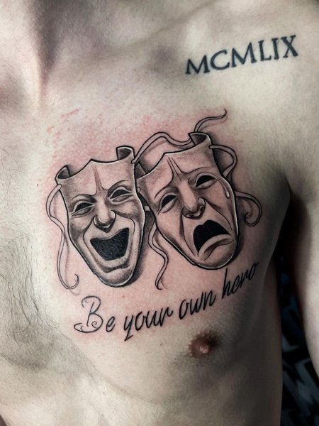 Smile Now Cry Later Chest Tattoo