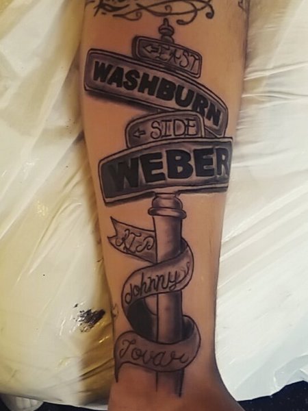 Street Sign Tattoo