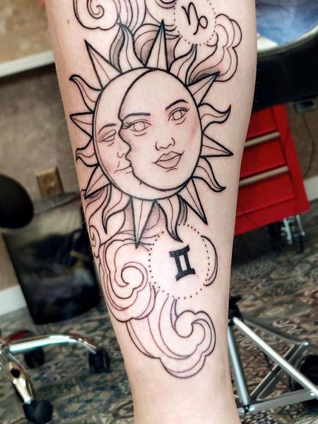 Sun And Moon Gemini Tattoo